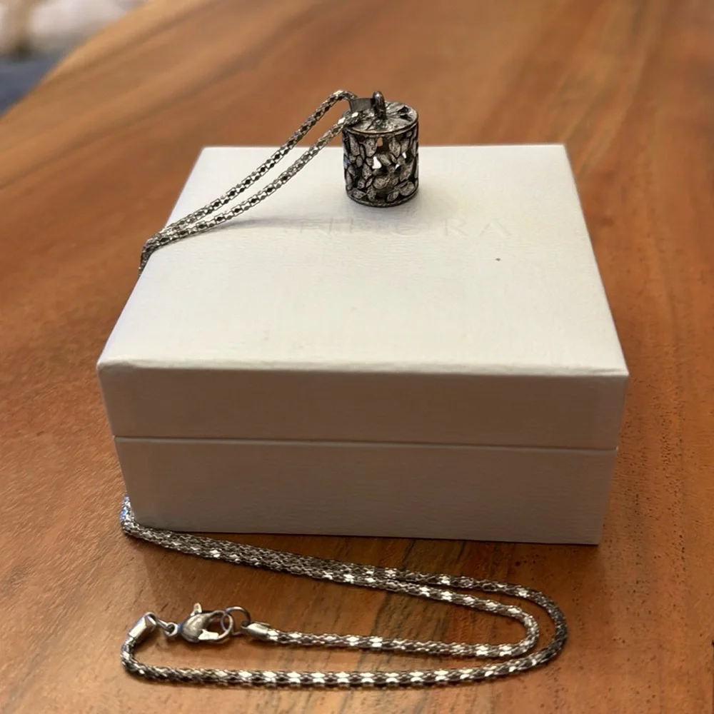 Silver Necklace with Cylinder Butterfly Pendant - 20”chain, like new conditions